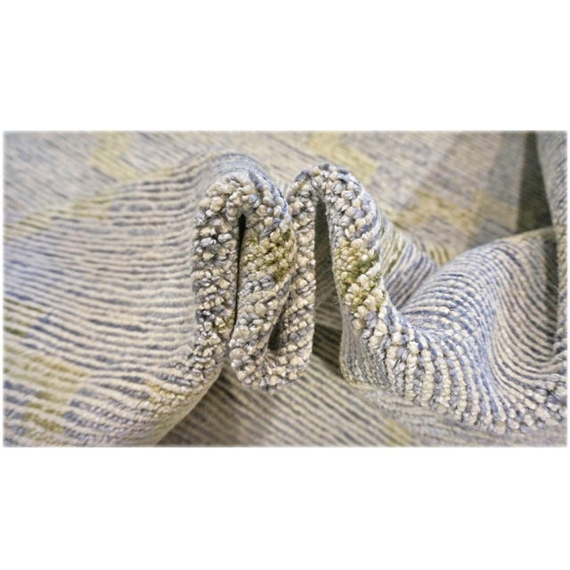 Nepalese Modern Wool & Silk 10X14 Slate Blue & Light Green Handmade Area Rug #1143599 For Sale - Image 10 of 10