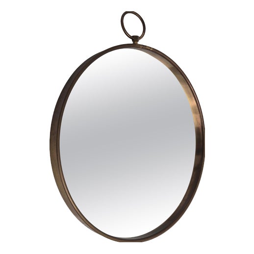 Swedish Modern Pocketwatch-Shaped Mirror with Brass Frame from Firma Svenskt Tenn, 1950s For Sale