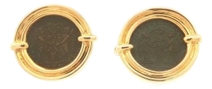 Late 20th Century Pair of 18k Gold Ancient Coin Earrings