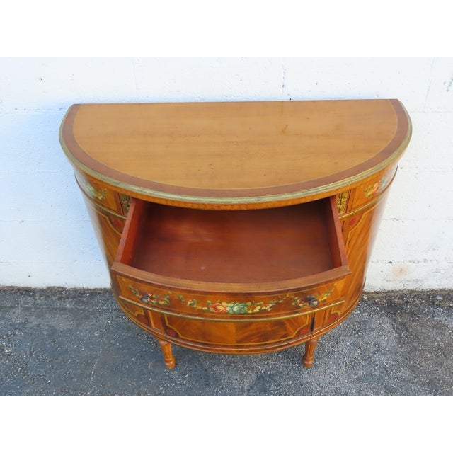 Early 20th Century French Bombay Demilune Inlay Cameo Commode Small Buffet Server 6378 For Sale - Image 5 of 17