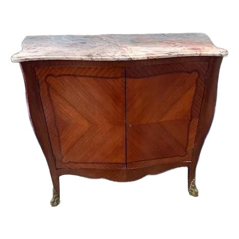 Antique French Serpentine Mahogany 2 Door Cupboard For Sale