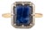 18k Yellow Gold Blue Sapphire & Black Rhodium Art Deco Ring Size 5 For Sale