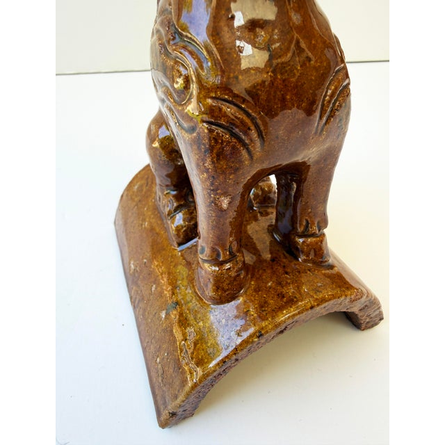 Amber Antique Chinese Imperial Glazed Ceramic Roof Tile – Heavenly Horse (Tianma) For Sale - Image 8 of 8