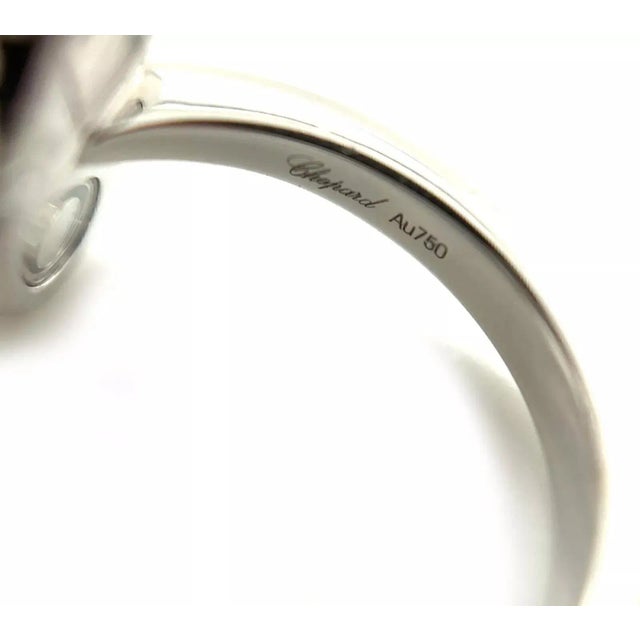 Chopard Happy Diamond 18k White Gold Butterfly Ring W/Cert, Size 6 For Sale - Image 10 of 11