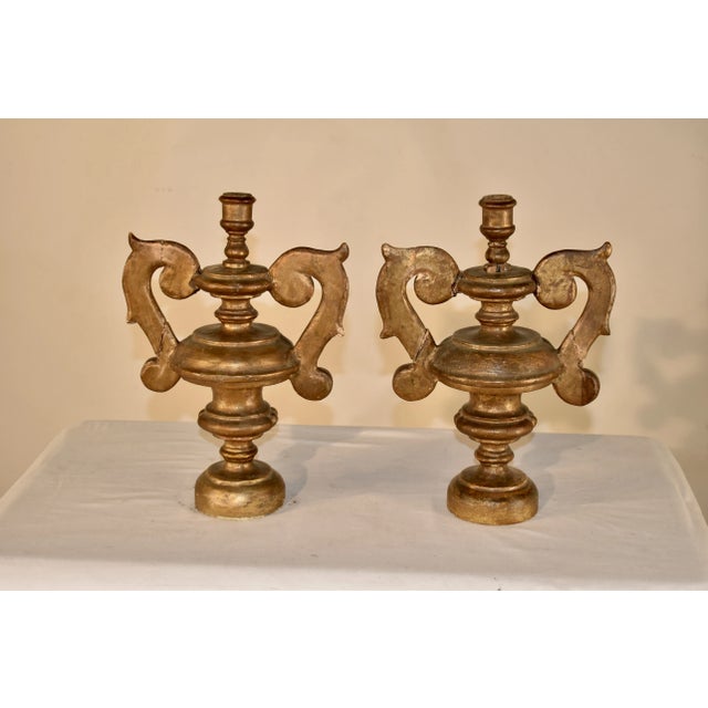 Wood Pair of 18th Century Italian Candlesticks For Sale - Image 7 of 10