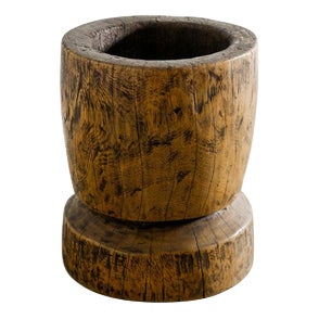 Decorative Wooden Planter Mortar, Africa, Early 1900s For Sale