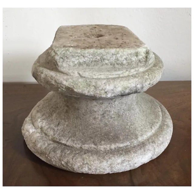 Antique 18th Century Weathered Carved White Marble Socle or Display Stand Base for a Bust or Sculpture For Sale - Image 10 of 11