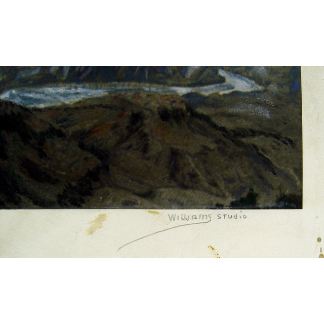 Handcolored photograph of a canyon and river, circa 1960. Signed in pencil "Williams Studio" lower right margin. Unframed,...