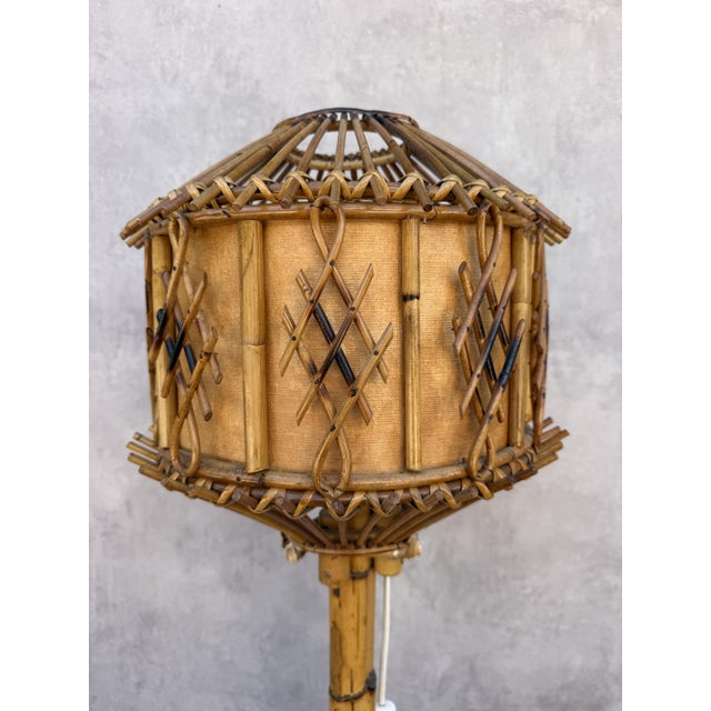 Vintage French Table Lamp in Rotin, 1960s For Sale - Image 10 of 13