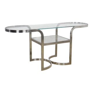 Mid-Century Modern to Modern Polished Chrome Oval Sofa or Console Table For Sale