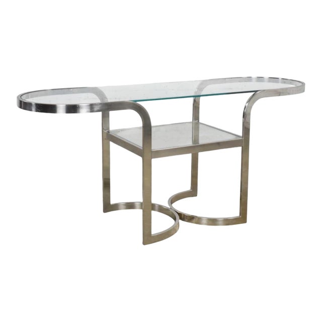 Mid-Century Modern to Modern Polished Chrome Oval Sofa or Console Table For Sale