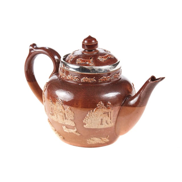 Silver Victorian Miniature Doulton Three Piece Tea Set For Sale - Image 8 of 11