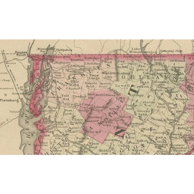 Civil War Era Map of Vermont, New Hampshire and Southern New England, 1864 For Sale - Image 6 of 10