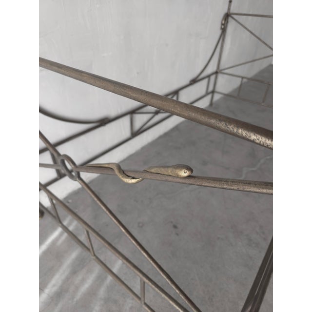 Gray French European Campaign Style Forged Iron and Brass Daybed For Sale - Image 8 of 12