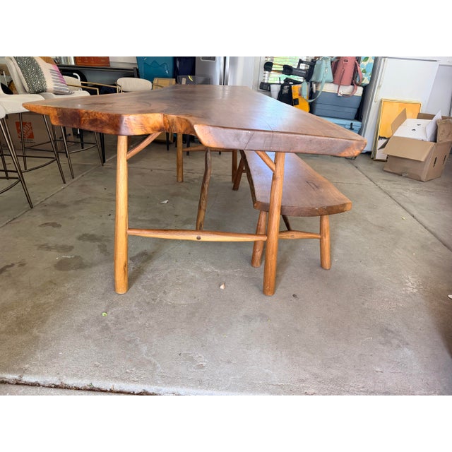 Unique Live Edge Black Walnut Wood Dining Table (Matching Bench Included) For Sale - Image 11 of 12
