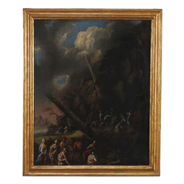 Moses Makes the Water Flow from the Rock, Oil on Canvas, Framed For Sale - Image 13 of 13