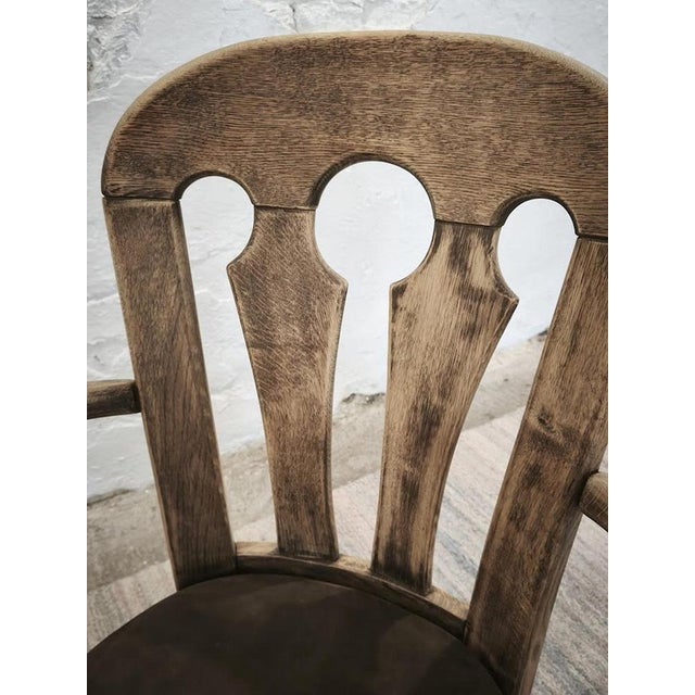 Dutch Brutalist Oak Armchair with Leather Seat, 1970s For Sale - Image 13 of 16