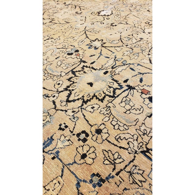 Antique Tabriz Fine Carpet, Handmade Persian Rug in Blue, Taupe, Soft Caramel For Sale - Image 16 of 18