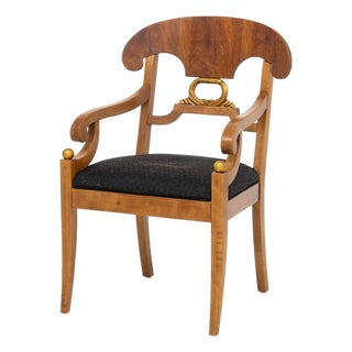 Henredon Furniture Neoclassical Style Burl Maple Armchair For Sale