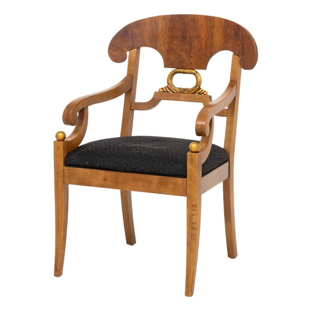 Henredon Furniture Neoclassical Style Burl Maple Armchair For Sale