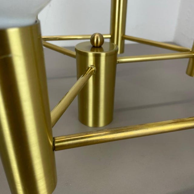 Metal Italian Space Age Brass Ceiling Sconce in the style of Stilnovo, Italy, 1970s For Sale - Image 7 of 18
