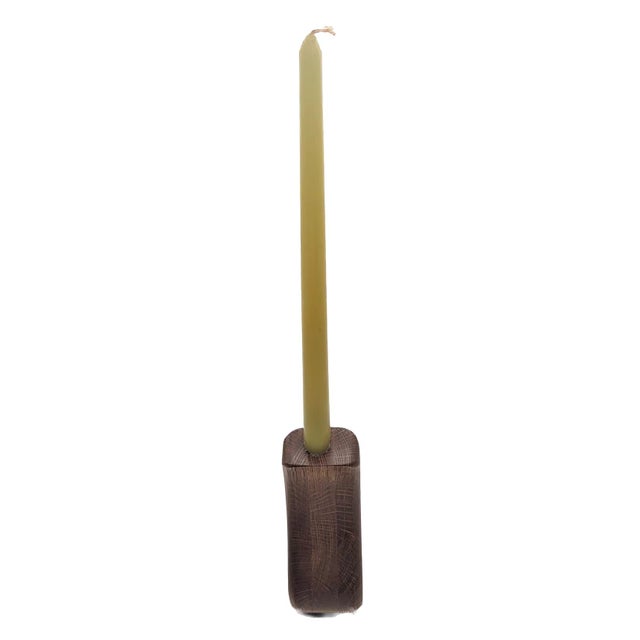 Mid-Century Modern Vintage Oak Wood Candle Holder For Sale - Image 3 of 10
