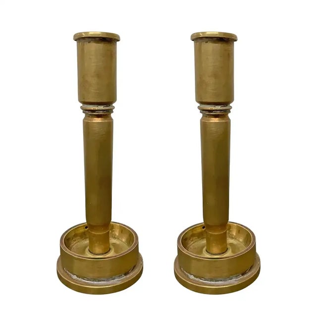 Traditional Pair of Folk Art Candlesticks For Sale - Image 3 of 9
