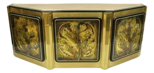 Bernhard Rohne for Mastercraft Style Acid Etched Brass Tree of Life Credenza Cabinet
