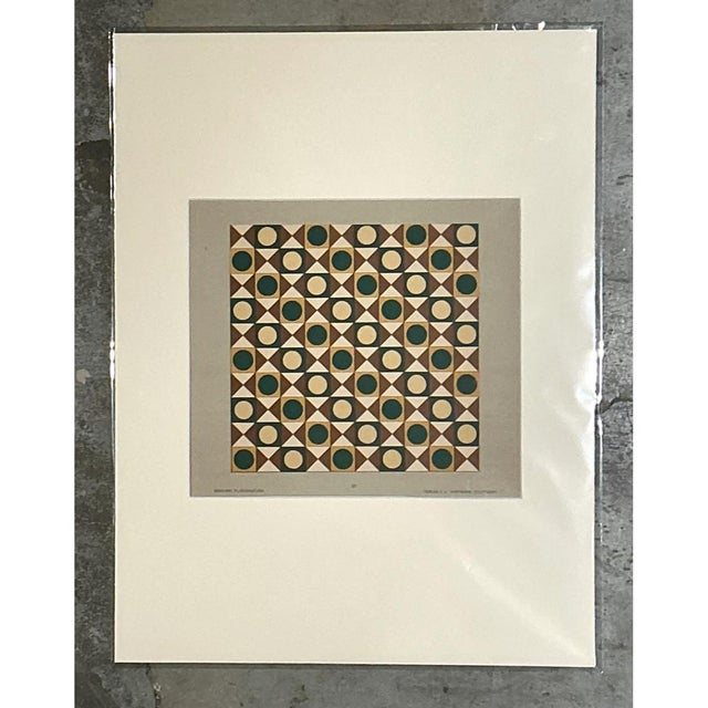 Mid-Century Modern Vintage Geometric Tile Pattern Serigraph For Sale - Image 3 of 12