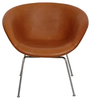 Pot Chair in Cognav Leather by Arne Jacobsen, 1980s