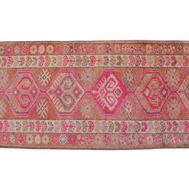 Hand-Knotted Turkish Runner Rug. Extra Long Hallway Rug Stair Runner - 2′7″ × 16′ For Sale - Image 11 of 15