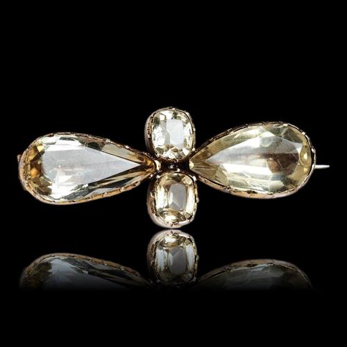 Antique 12 Karat Gold Quatrefoil Brooch with Citrine, 19th Century For Sale - Image 13 of 18