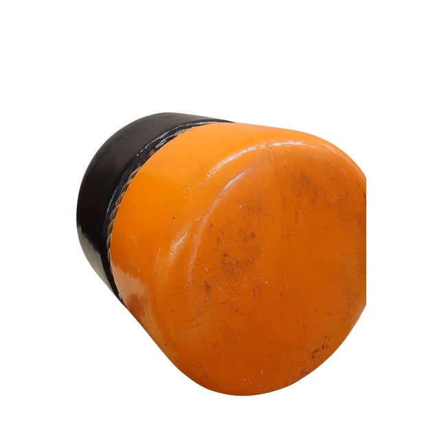 Vintage Orange & Black Fishing Buoy — 1940s–60s Wood-Fiber Maritime Float For Sale - Image 4 of 6