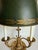 Early 20th Century Brass Bouillotte Lamp With Horn-Form Arms & Adjustable Green Tôle Shade For Sale In Los Angeles - Image 6 of 12