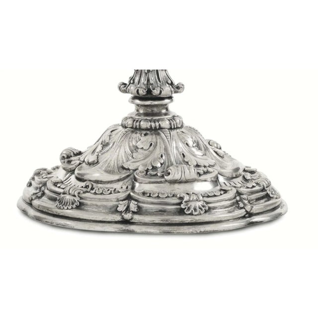 Metal 1930s Silver Finish Ancient Fascist Italian Symbol Candelabras- a Pair For Sale - Image 7 of 8