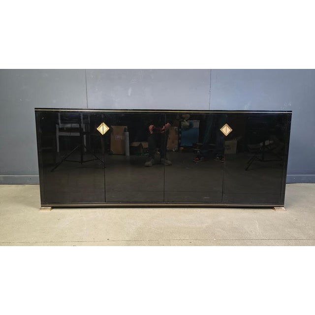 Brass and Lacquer Sideboard from Pierre Vandel, 1970s For Sale - Image 11 of 14