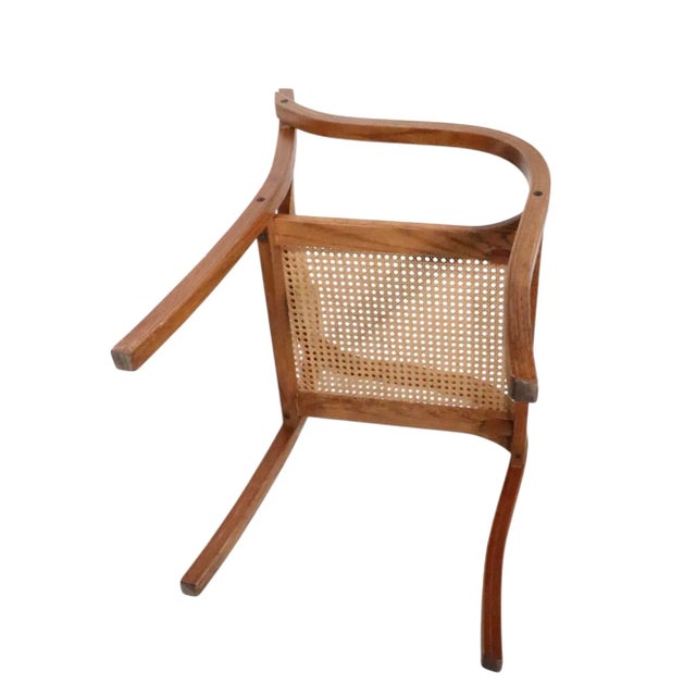 Bent Plywood and Cane Arm Chair Circa 1970's After Thonet For Sale - Image 11 of 12