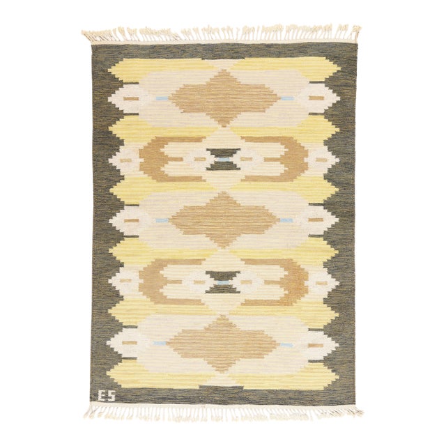 Evy Svensson Vintage Swedish Rollakan Rug, 04'07 X 06'03 For Sale