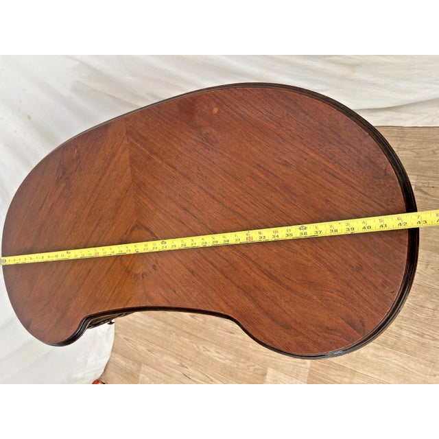 Vintage French Desk Kidney Shaped Vanity Four Carved Drawers Petite Size For Sale - Image 9 of 12