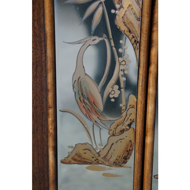 Wood Mid-Century Fancher Chinoiserie Campaign Walnut Smoked Glass Buffet Credenza MCM For Sale - Image 7 of 18