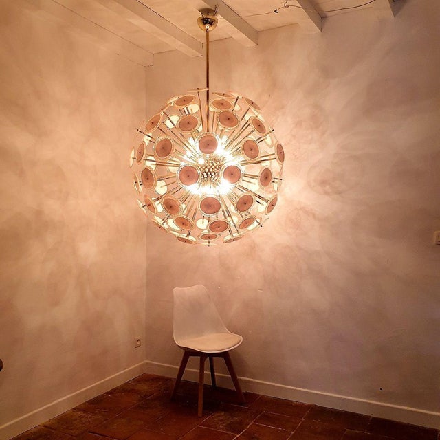 Mid-Century Modern Large Pink Murano Glass Sputnik Chandelier, Mid Century Modern, 1980s. For Sale - Image 3 of 12