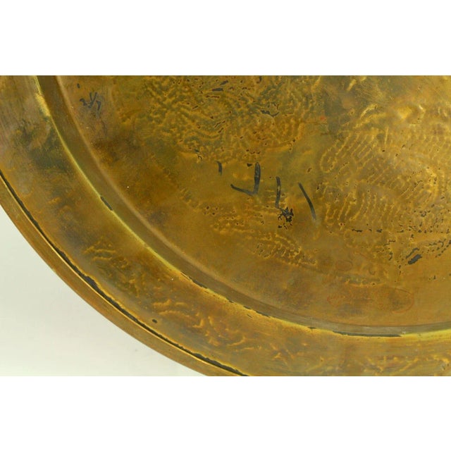 Metal Antique Cairo Ware Copper & Silver Inlay Brass Tray For Sale - Image 7 of 12