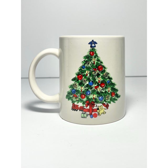 Contemporary 1980s Vintage Set of 5 Porcelain “Christmas Tree” Mugs For Sale - Image 3 of 7