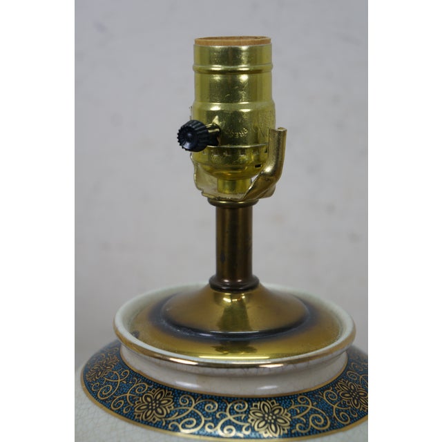 Vintage Japanese Floral Irises Kingfisher Bird Ginger Jar Vase Urn Lamp 25" For Sale - Image 13 of 13