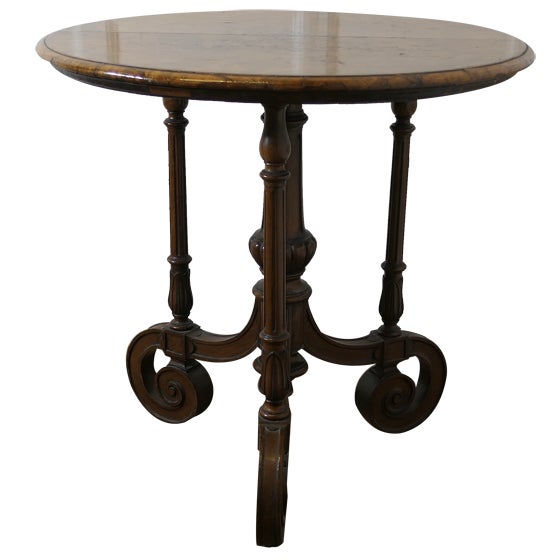 19th Century Burr Walnut Wine Table For Sale