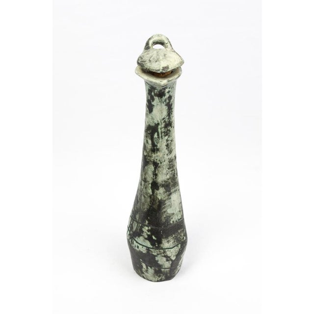 Mid-Century Modern Liqueur Decanter and Celadon in Grey Ceramic and Glasses by Jacques Blin, 1950s, Set of 4 For Sale - Image 3 of 13