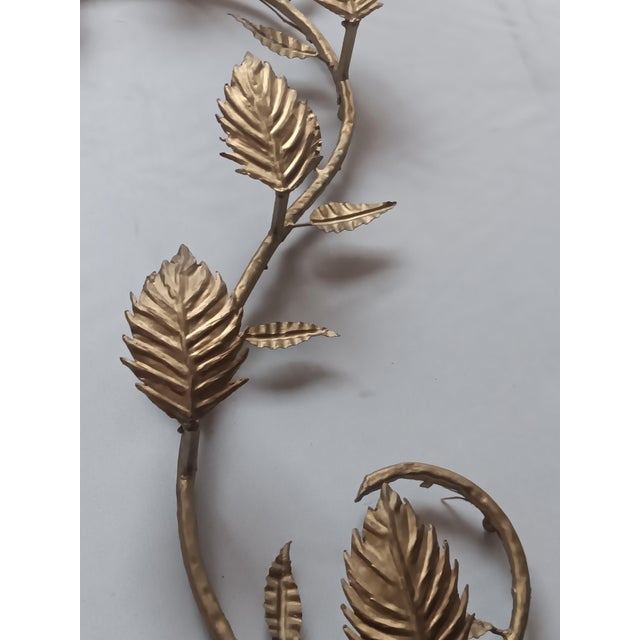 Golden Metal Branch with Leaves Wall Lamp, 1950s For Sale - Image 4 of 9