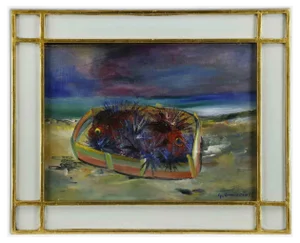 Giovanni Omiccioli, Sea Urchins, Mid-20th Century, Oil on Canvas, Framed