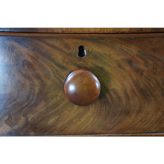 Mid 19th Century Antique Victorian Flame Mahogany Bow Front Tallboy Dresser Chest of Drawers For Sale - Image 9 of 14