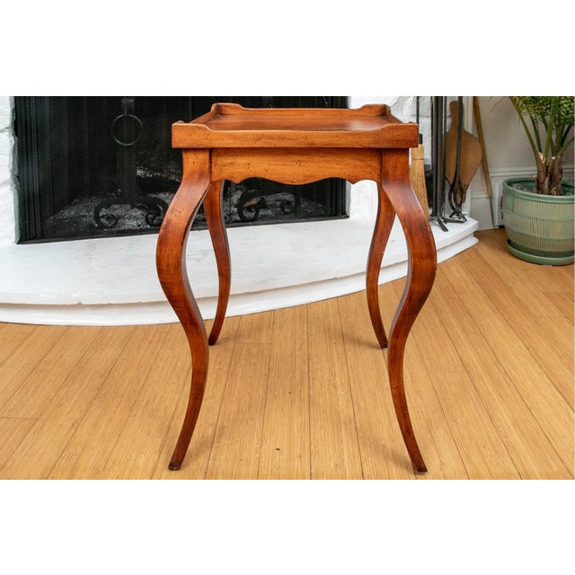 French Country French Country Side Table With Cabriole Legs and Scalloped Apron For Sale - Image 3 of 8
